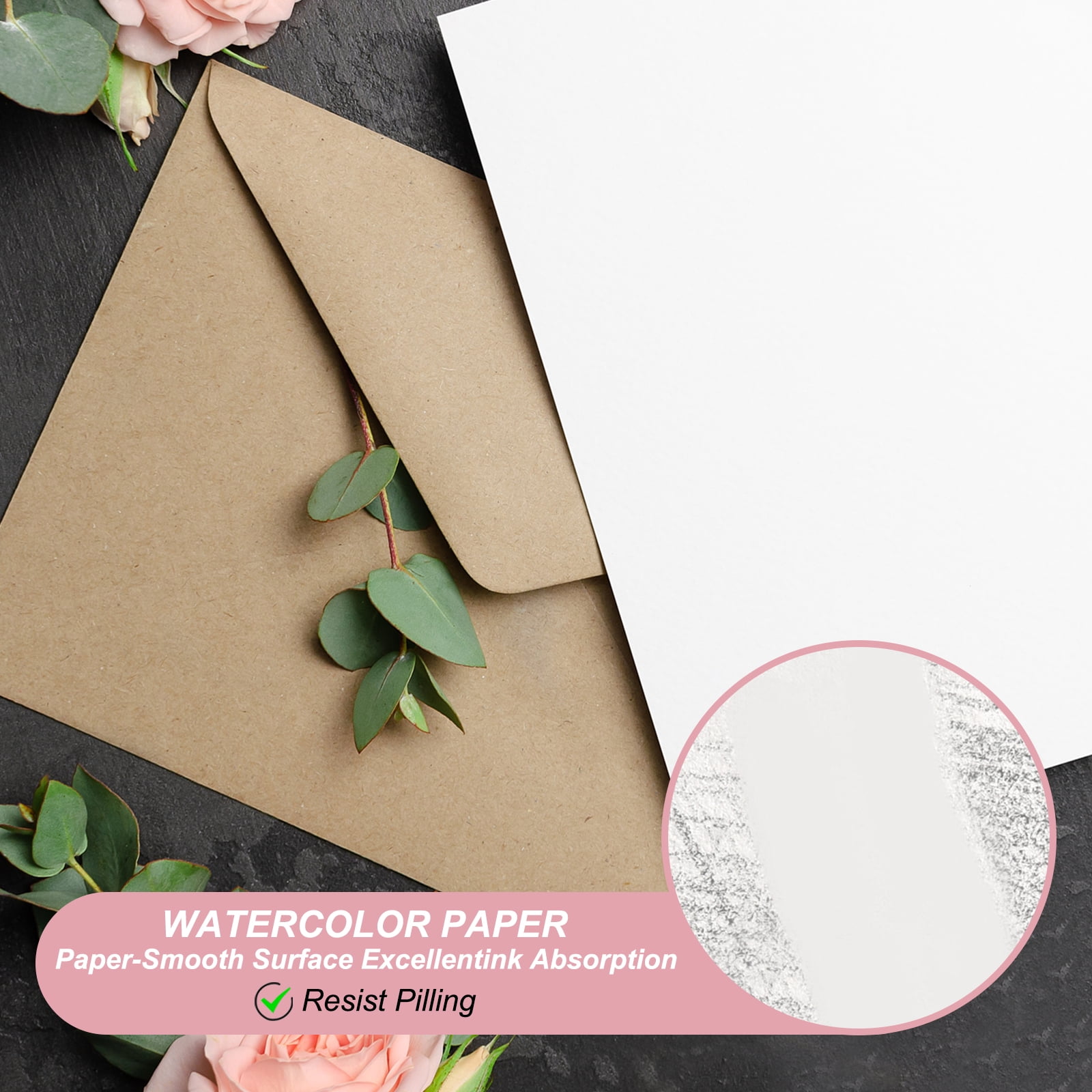 Unique Bargains 300 Pcs Cotton Watercolor Paper 110lb/230 GSM for Art Painting 4x6 Inch