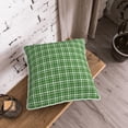 thumbnail image 3 of Velvet Decorative Throw Pillow Covers Set of 2, Soft Square Cushion Cover with Invisible Zipper Retro Classic Green Plaid Printing, 20"x20", 3 of 7