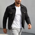 thumbnail image 4 of FRSASU Men's Waffle Knit Zip‑Up Jacket Lapel Collar Casual Coat with Gold‑Tone Button Chest Pockets Black, 4 of 7