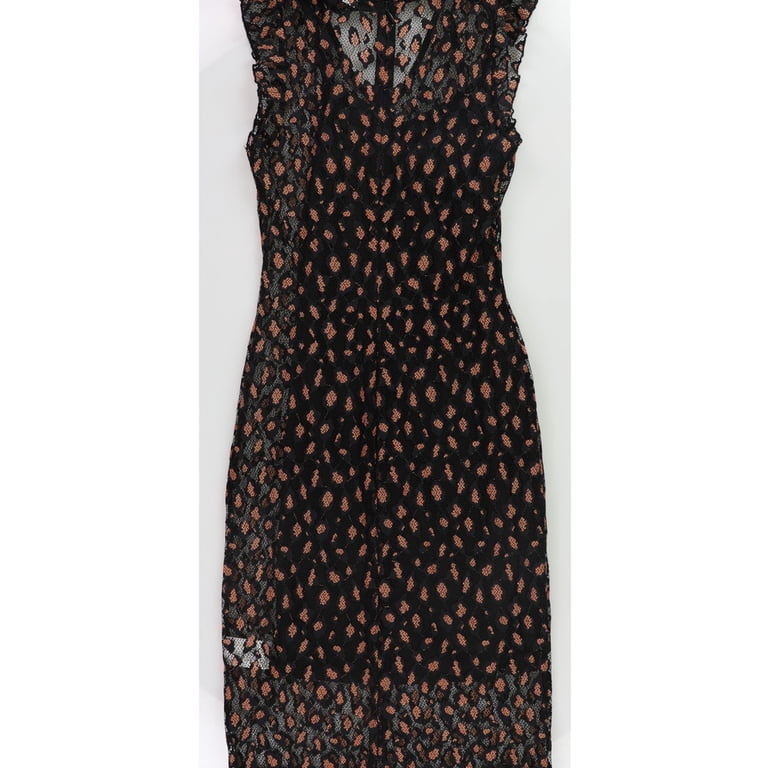 Bar III Womens Cheetah Lace Midi Dress, Black