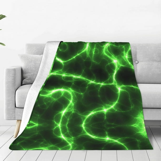 Balery Green Lightning Manta de Felpa Suave y Acogedora – Cobija de Franela Aterciopelada para Cama, Lavable y Cálida para Sofá, Mascotas, Transpirable-60"x50"