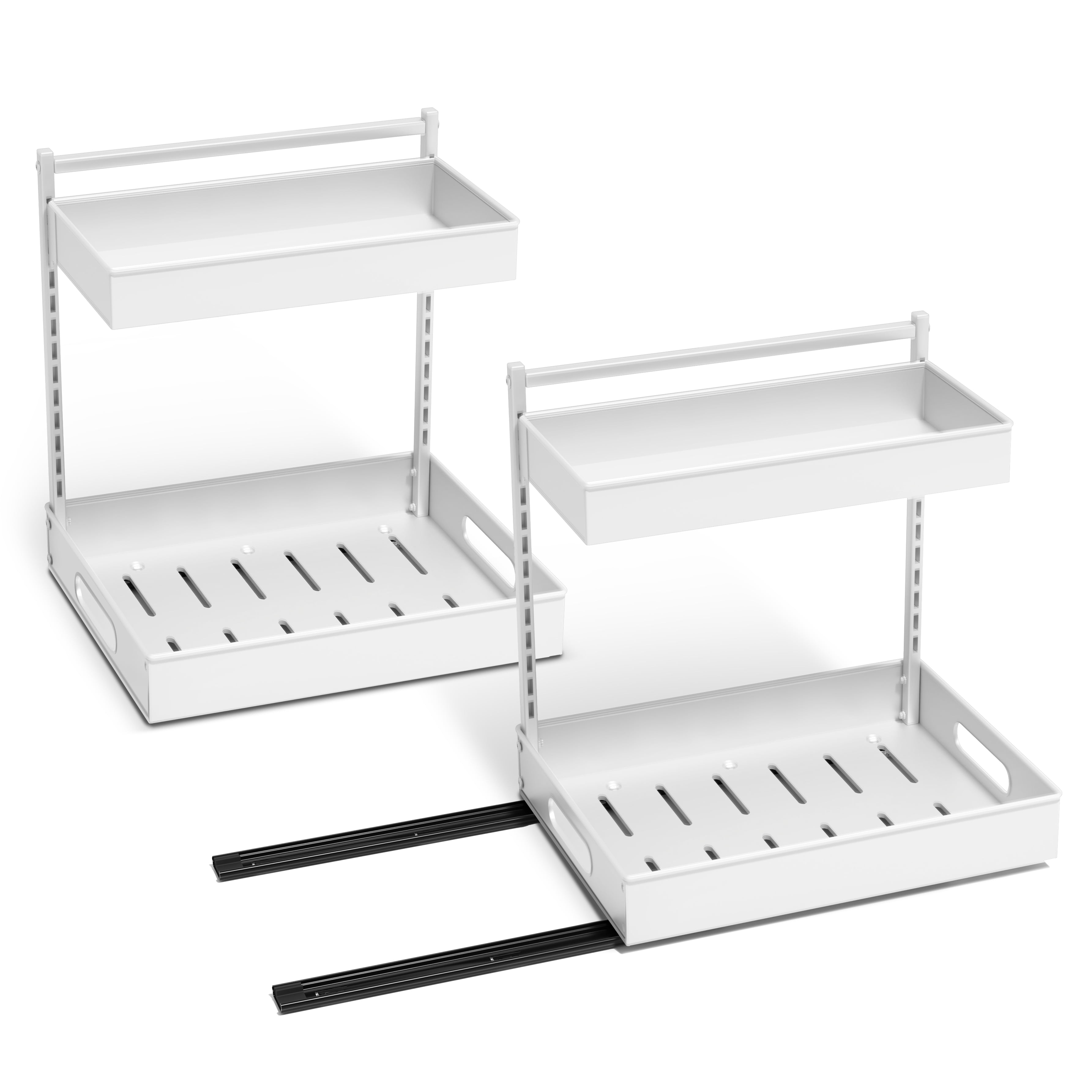 Sorbus 2-Pack 2-Tier Under Sink Organizer with Sliding Pull-Out Storage Rack, No-Drill, White