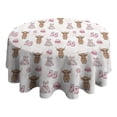thumbnail image 4 of White Highland Cow Dress Shoe Pattern Round Tablecloth 60"x60",Wrinkle Wipeable Table Cloth for Kitchen Dining Room Picnic Patio Party, 4 of 6