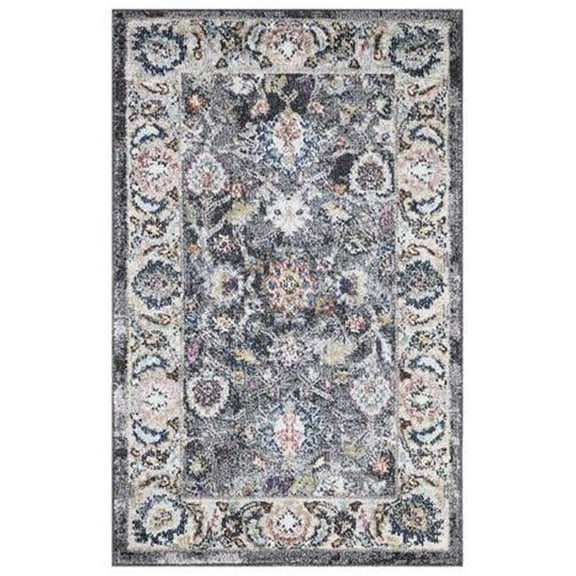 Concord Global Trading 72365 5 x 7 ft. Vintage Istanbul Border Rectangle Area Rug, Gray