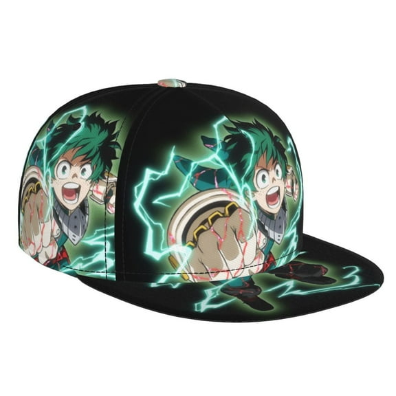 My Hero Academia Izuku Midoriya Baseball Cap For Men, Women & Kids, Classic Flat Brim Hat Hip Hop Trucker Hat Adjustable Snapback Hat