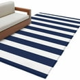 thumbnail image 2 of Navy Blue Striped 2.7x5 Area Rugs, Farmhouse Modern Blue Stripes Non-Skid Rubber Backing Large Rectangle Rugs - Living Room Bedroom Home Office, Indoor Floor Mat Carpets Washable Rug, 2 of 9