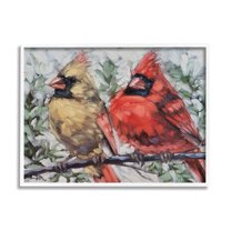 Stupell Two Cardinals Perched Winter Trees Animals & Insects Painting White Framed Art Print Wall Art