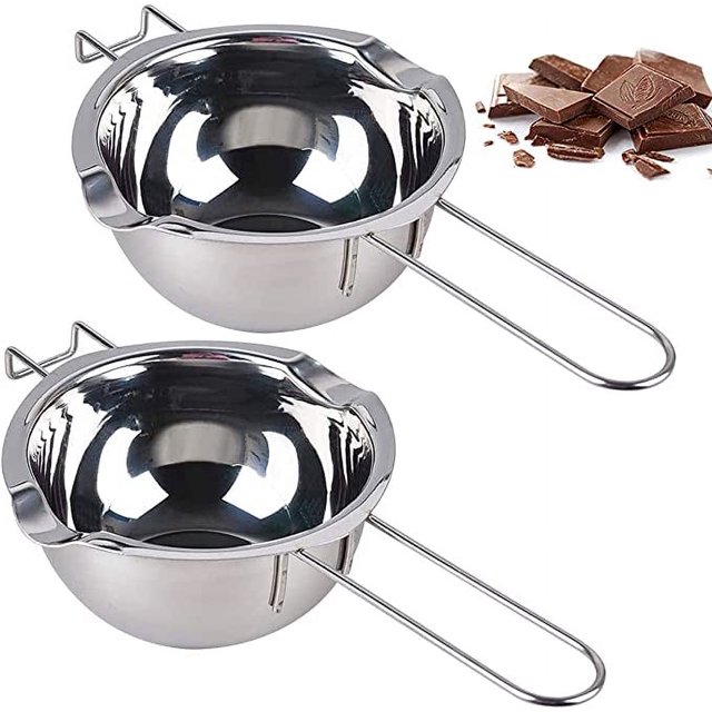 2 recipientes para tanque de fusión de acero inoxidable de 400 ml para derretir mantequilla, chocolate, azúcar, queso, crema, hornear, calentar leche. Sincero Electrónica