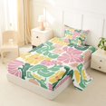 thumbnail image 2 of Homewish Bohemian Daisy Flower Twin Sheets,Abstract Artwork Bedding,Pink Yellow,3-Piece,1 Fitted Sheet and 1 Pillowcase, 2 of 6