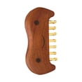 thumbnail image 1 of Peine de masaje de madera con pasadores de latón para adultos, cabeza, cuero cabelludo, masaje Gua Sha para piernas y brazos., 1 of 9