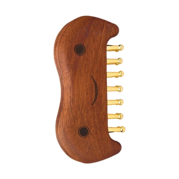 Peine de masaje de madera con pasadores de latón para adultos, cabeza, cuero cabelludo, masaje Gua Sha para piernas y brazos.