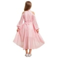 thumbnail image 3 of Zaldita Robe Fleurie pour Filles, Dos Nu, Épaules Dégagées, Mariage Fête, Ourlet Haut-Bas, Volants, Manches Longues, Robe de Bal pour Enfants, Rose, 10, 3 of 7