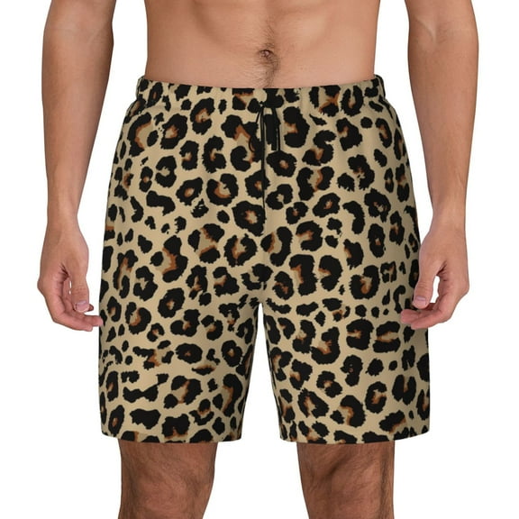 Xecao Leopard Print-1 for Men's Swimming Trunks Swim Trunks Quick Dry Swim Shorts with Mesh Lining Funny Swimwear Bathing Suits