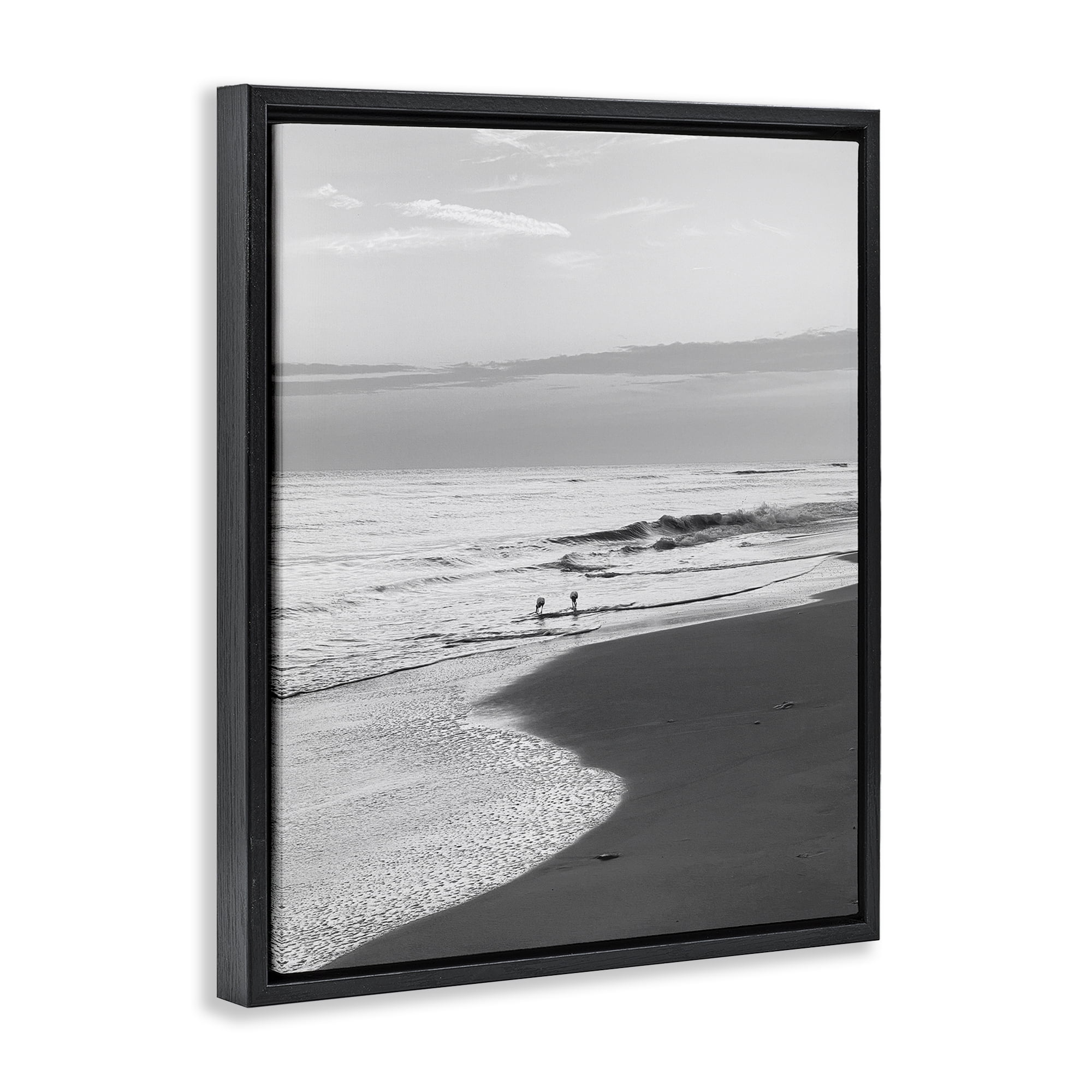 Stupell Industries Evening Beach Stroll Nautical & Beach Photography Black Floater Framed Canvas Art Print Wall Art, 17 x 21