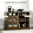 thumbnail image 3 of HOMCOM Sideboard Glass Door Buffet Cabinet, Walnut, 3 of 9