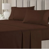 Easy Bedding Bed Sheet Sets, 300TC 4 Piece Bedding, 16 Inch Deep Pocket Luxury Soft, 100% Cotton- Chocolate Solid, Full Size