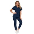 thumbnail image 4 of JULMCOMO Scrubs for Women Quick Dry V Neck Short Sleeve Stretchy Medical Uniforms Hospital Work 2 Piece Sets with Multi Pockets Navy M, 4 of 5