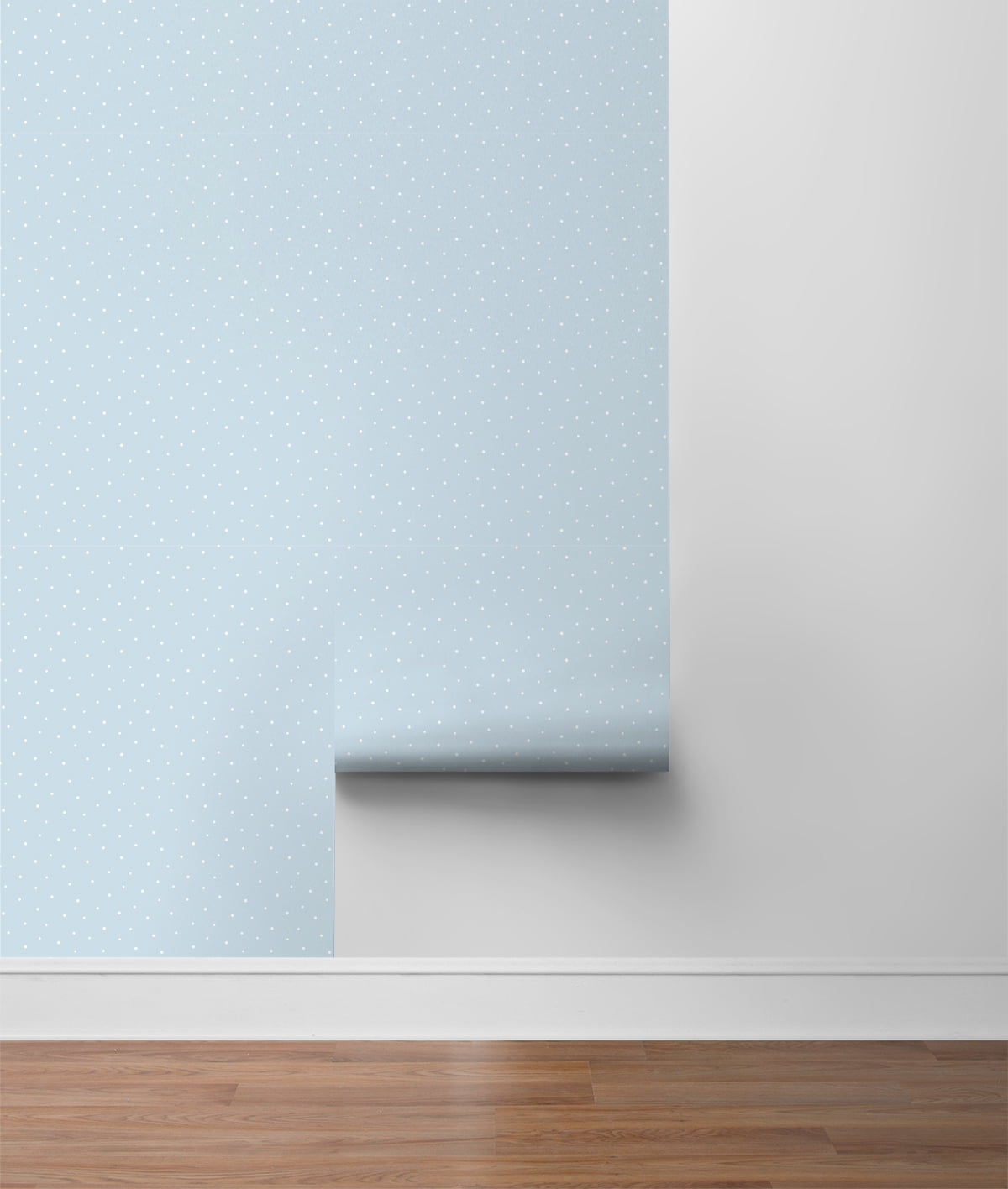 NextWall Baby Blue Polka Dots Peel and Stick Wallpaper
