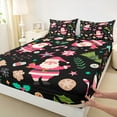 thumbnail image 3 of Castle Fairy Santa Claus 4 Pieces Queen Sheet Sets,Merry Christmas Ultra Soft Flat Sheet,Festival Xmas Queen Fitted Sheet,Luxury Children Bedroom Decor, 3 of 7