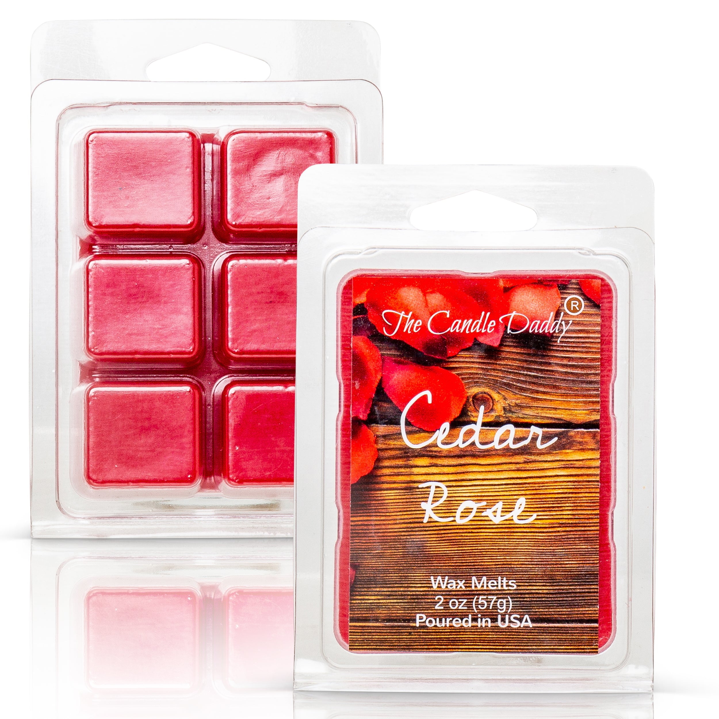 Cedar Rose - Floral Cedar Rose Champagne Scented Melt- Maximum Scent Wax Cubes/Melts- 1 Pack -2 Ounces- 6 Cubes