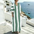 thumbnail image 5 of Women's Maxi Dresses V Neck Striped Caftan Dresses Casual Beach Cover Up Style Lightweight Breathable Oversized Loose Fit Summer Dresses, 5 of 7