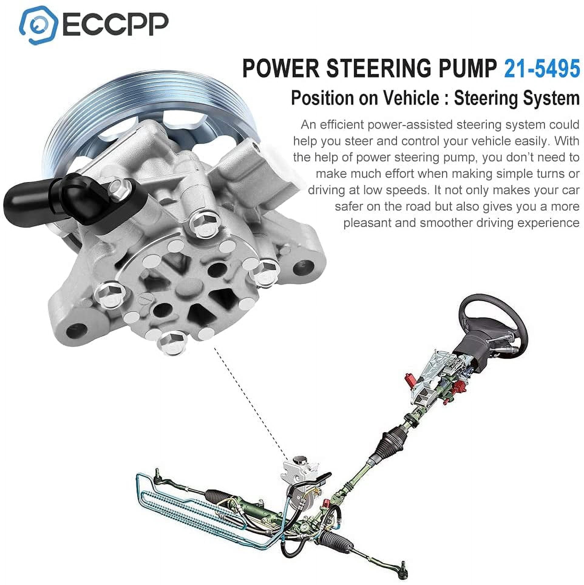 ECCPP 21-5495 Power Steering Pump Fit for 2008-2012 for Honda for Accord Power Assist Pump with Pulley