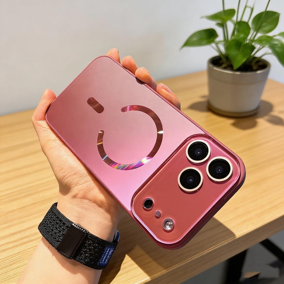 Designed for iPhone 14 Pro Max Magnetic Case [Camera Lens Protector] Glossy Fashionable Phone Case Slim Thin Shockproof Protective Cover for iPhone 14 Pro Max Compatible with Mag-Safe, Rose