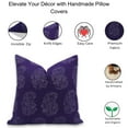 thumbnail image 4 of Fabdivine Block Print Throw Pillow Cover, 16x16 Inch Off White Linen Handmade Cushion Cover, Floral Print Boho Design Purple Pillow Cover for Sofa and Couch, 4 of 5