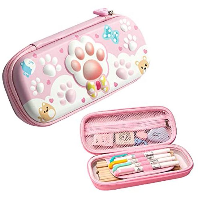 Estuche para lápices para niños, estuche para bolígrafos de gran capacidad EVA 3D con cremallera, bonito estuche para lápices de dibujos animados para niñas y niños (Pata de gato individual)