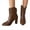 Brown, variant on Womens Chunky High Heel Leather Cowboy Boots Pointed Toe Fashion Stone Pattern Slip On Fall Booties with Back Zipper Black Size 6.5