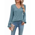 thumbnail image 2 of Long Sleeve Tops for Women Loose Fit Dressy Lace V Neck Casual Trendy Tops to Wear with Leggings Fall Fashion, 2 of 9