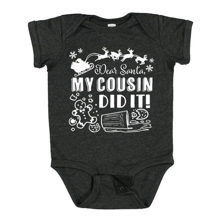 

Inktastic Dear Santa My Cousin Did It Funny Christmas Boys or Girls Baby Bodysuit