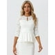 thumbnail image 4 of Top con Encaje para Mujer Allegra K Blusa Elegante Peplum Manga 3/4 blanco L, 4 of 5