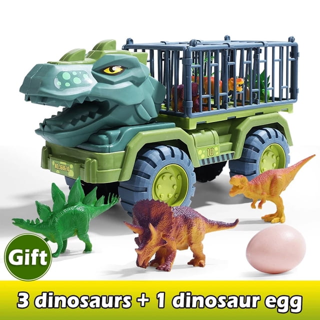 Coche de transporte de dinosaurios, camión de juguete con dinosaurio, coches grandes con motor de fricción, juguetes de regalo educativo temprano para niños, niños, Grils Muyoka Hogar