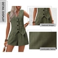 thumbnail image 4 of SHIBEVER Lounge Sets for Women Summer Dressy Sleeveless 2 Piece Sets for Women Casual V Neck Button Down Tank Tops and Army Green Shorts Outfits M, 4 of 7