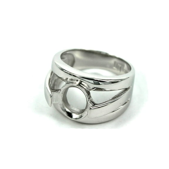 Wide Split Shank Ring Setting with Oval Bezel Mounting in Sterling Silver 6x9mm | MTR193 (7)