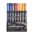 thumbnail image 2 of 8 Colors Outline Markers Glint Double Line Marker Pen Set Self-Outline DIY Sketching Pens For Greeting Cards Manual Painting Art Writing（80ml）, 2 of 9