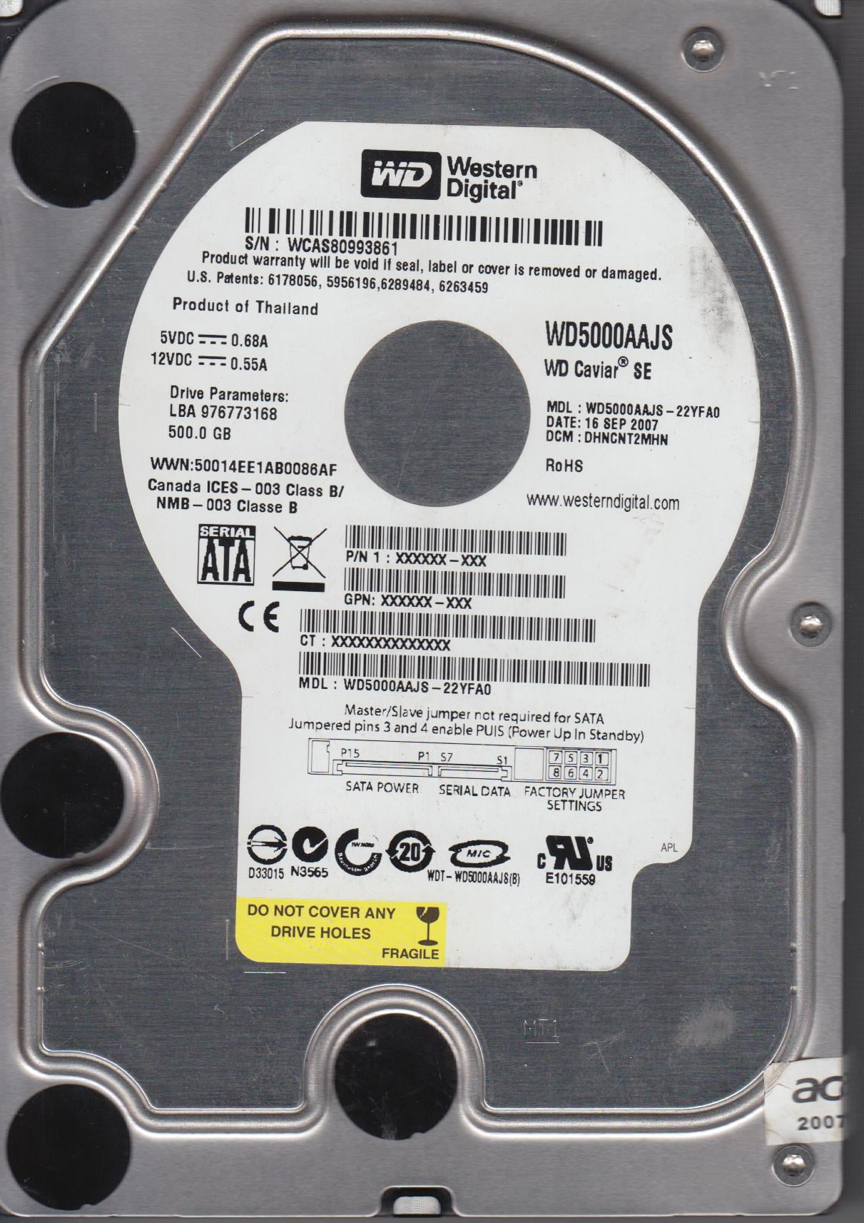 WD3003FZEX-00Z4SA0, DCM HANNNVJAA, Western Digital 3TB SATA