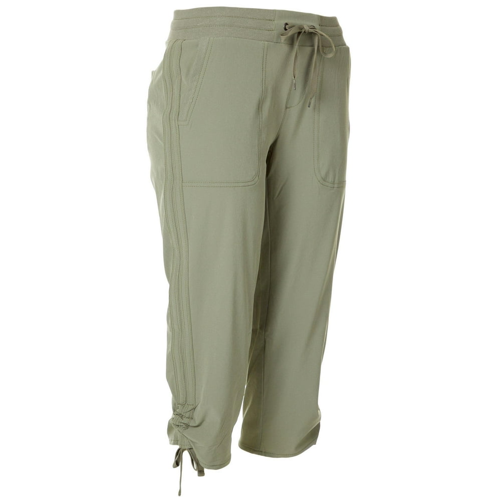 Khakis & Co. - Khakis & Co Womens Solid Ruched Side Tie Capri 33''W X 66''L - Walmart.com
