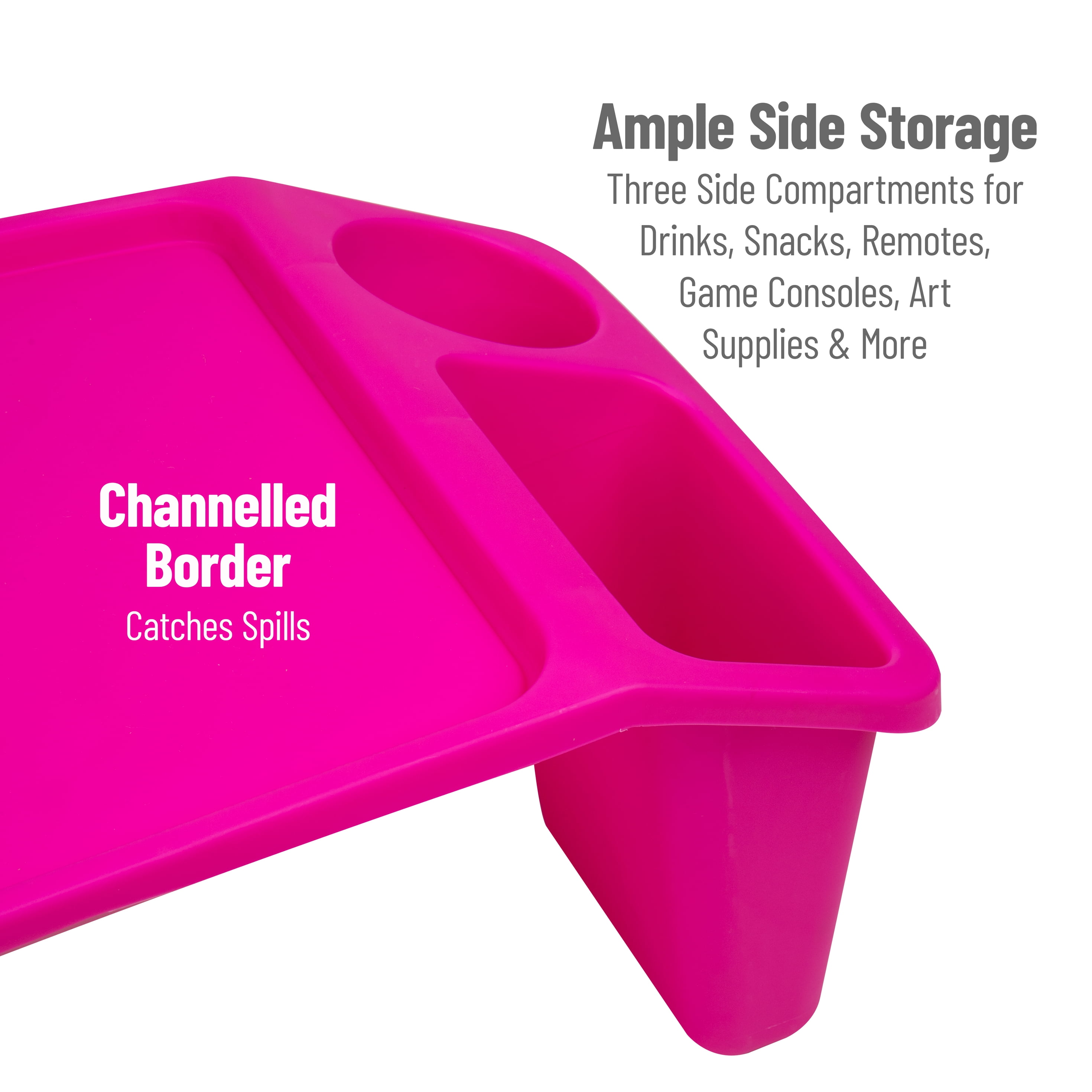 Mind Reader Kids Lap Desk, Set of 2, Activity Tray, Drawing, Stackable, Portable, Plastic, Pink