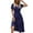 Navy Blue, variant on Zeagoo Midi Dresses for Women Casual Short Sleeve Long V Neck Button Down Tiered Dress with Pockets