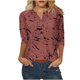 thumbnail image 2 of Fiudx Camisetas para Mujer Blusa Holgada con Estampado de Pascua y Cuello Redondo Retro de Manga Tres Cuartos a La Moda para Mujer, 2 of 5