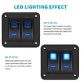 thumbnail image 3 of 2 Gang Rocker Switch Panel 5Pin on Pre-Wired Rocker Switch Waterproof Switche Panel for Car Marine ATV Trailer Blue, 3 of 8