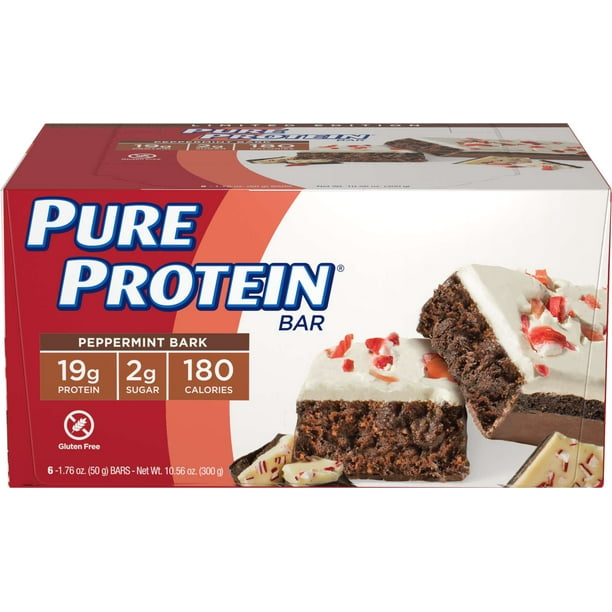 Pure Protein Bar, Peppermint Bark Cake, 19g Protein, 6 Ct