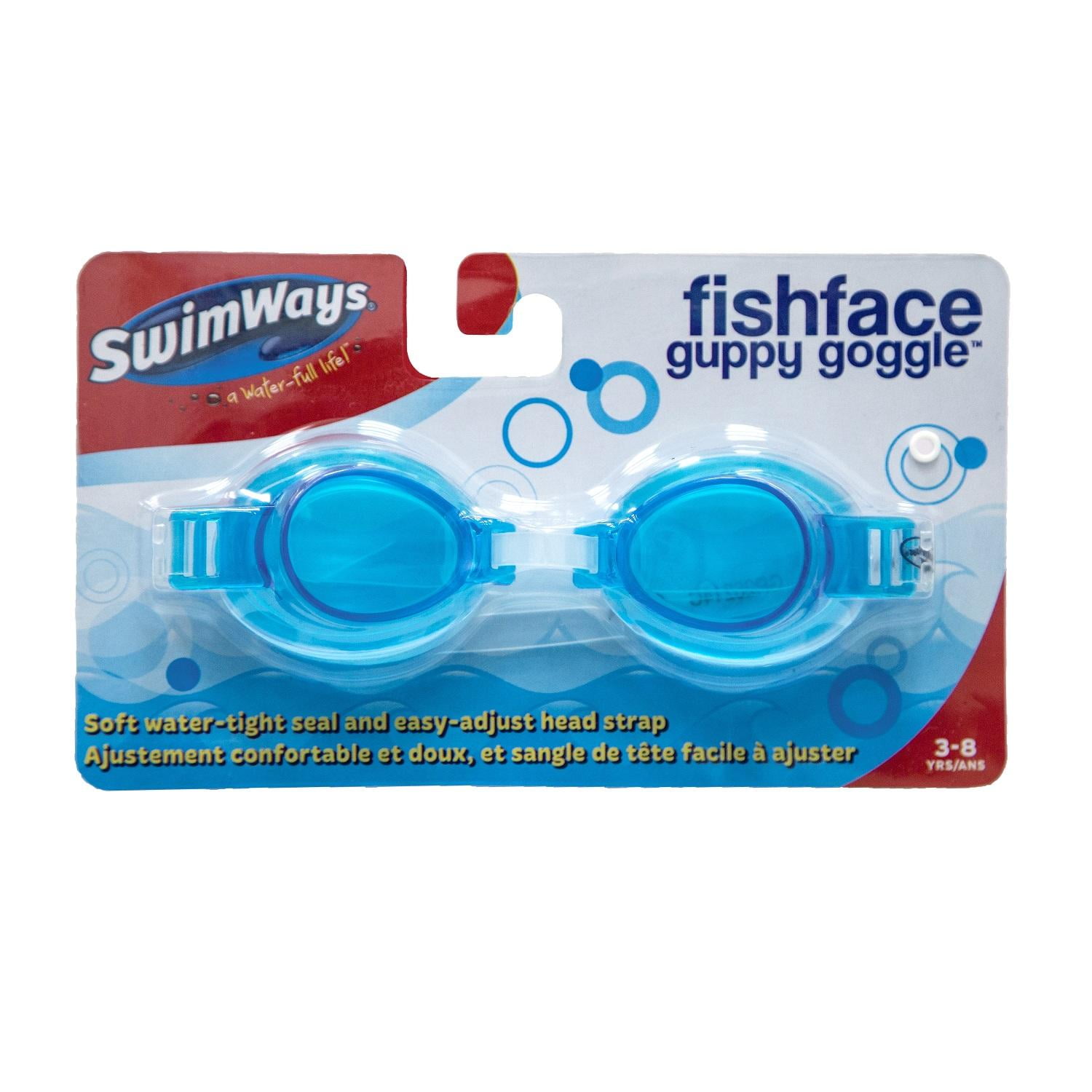 5.5" Fish Face Guppy Blue Goggles Swimming Pool Accessory for Kids Ages 3-8 yrs. by Swim Way