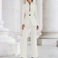 thumbnail image 2 of FRSASU Women's Spring Two Piece Suits Set Casual Business Long Sleeve Blazer Jacket Wide Leg Pants Work Outfits Sets White, 2 of 9