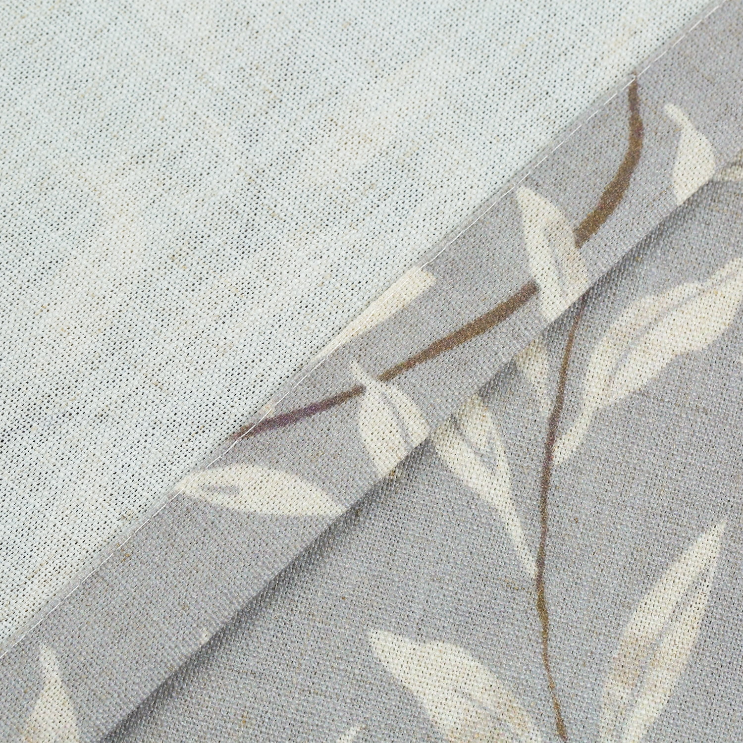 VOGOL Leaves Printed Decorative Farmhouse Window Treatments, Light Filtering Draperies for Bedroom Home Office, W52"xL96", One Panel, Grey
