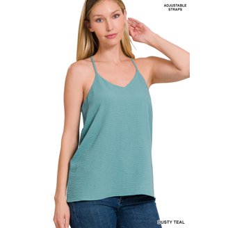 Women's Cotton Camisole Crop Tank Top – Racerback, Sleeveless, Slim Fit, Soft Stretch Fabric (Size 2X)