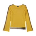 thumbnail image 1 of Suéter Alfani de manga acampanada a rayas para mujer amarillo pequeño, 1 of 1
