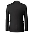 thumbnail image 2 of Abrigo de traje de doble botón liso para boda de negocios para hombre (Negro - Talla L), 2 of 4